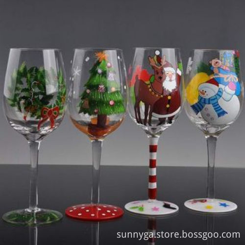 Hand Painted Wine Glasses, Christmas Gift Series, 65mm Top Diameter, 78mm Bottom Diameter